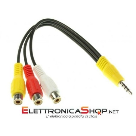 Cavo adattatore audio video Stereo AV 3 RCA femmina a Jack 3.5 mm stereo
