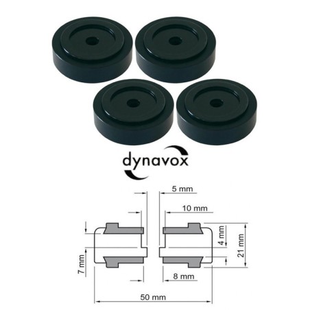 Kit 4 piedi Ø 50mm nero anodizzato Dynavox per Hi-Fi, giradischi, altoparlanti, piastre